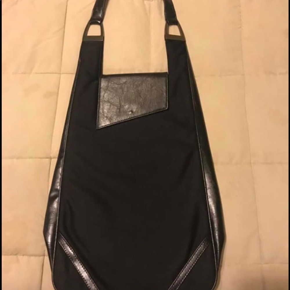 Black asymmetrical shoulder bag